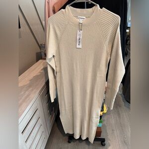 Long Sleeve Beige Dress